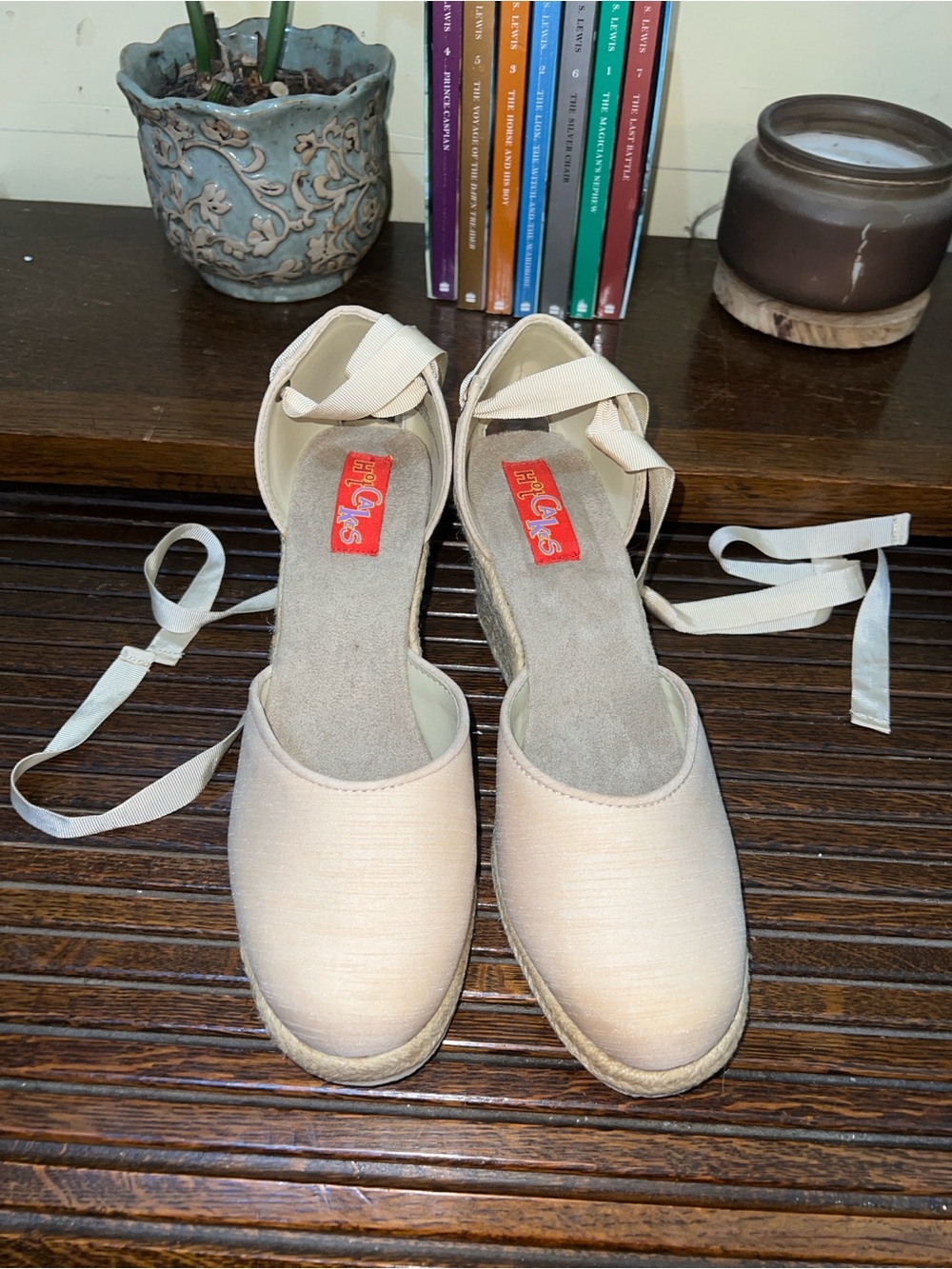 Hot Cakes Cream Tie-Ankle Espadrille Flats